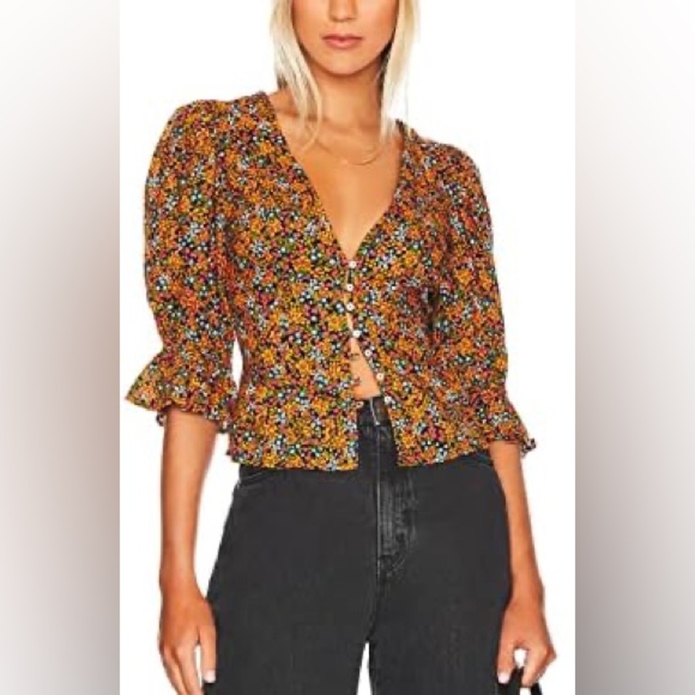 Free People I Found You Floral Print Blouse